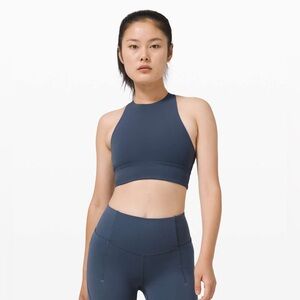 Lululemon Energy High-Neck Longline Bra — Iron Blue, size 12